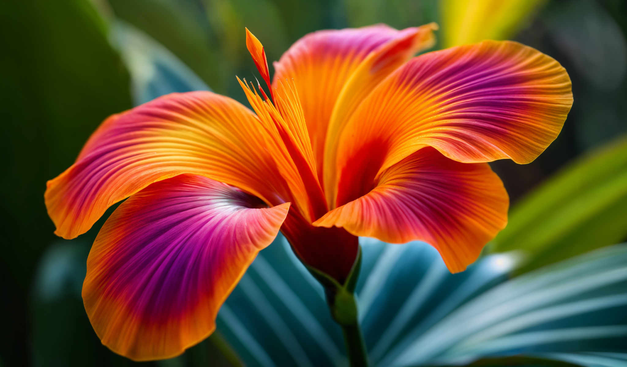 A vibrant flower with orange and yellow petals.