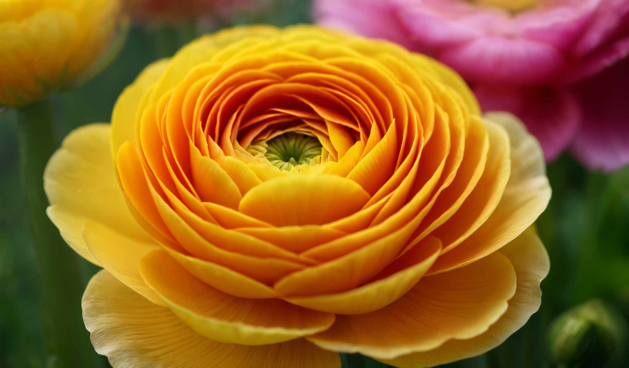 A beautiful flower with yellow petals and a green center.