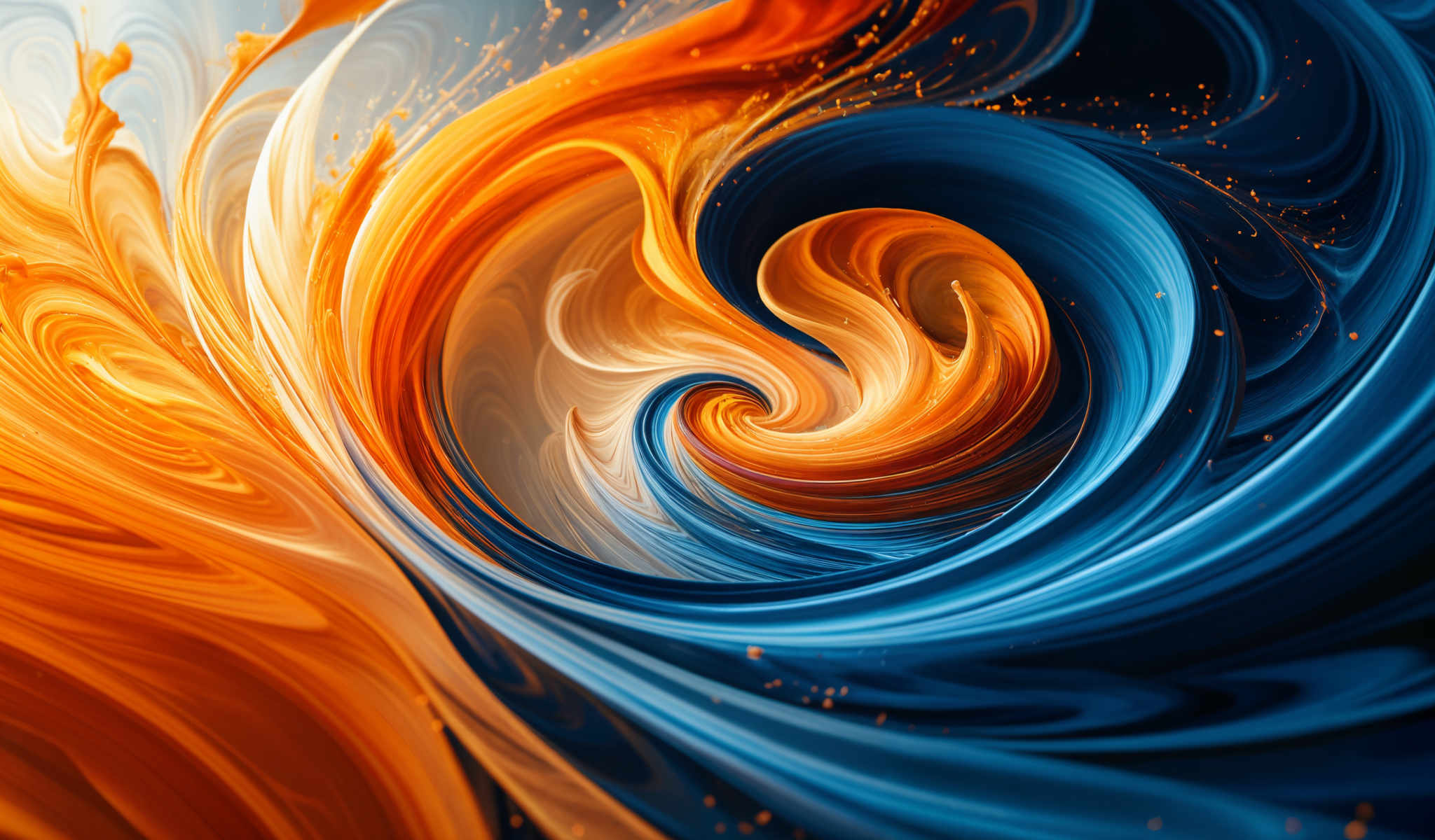 A swirling pattern of blue and orange colors.