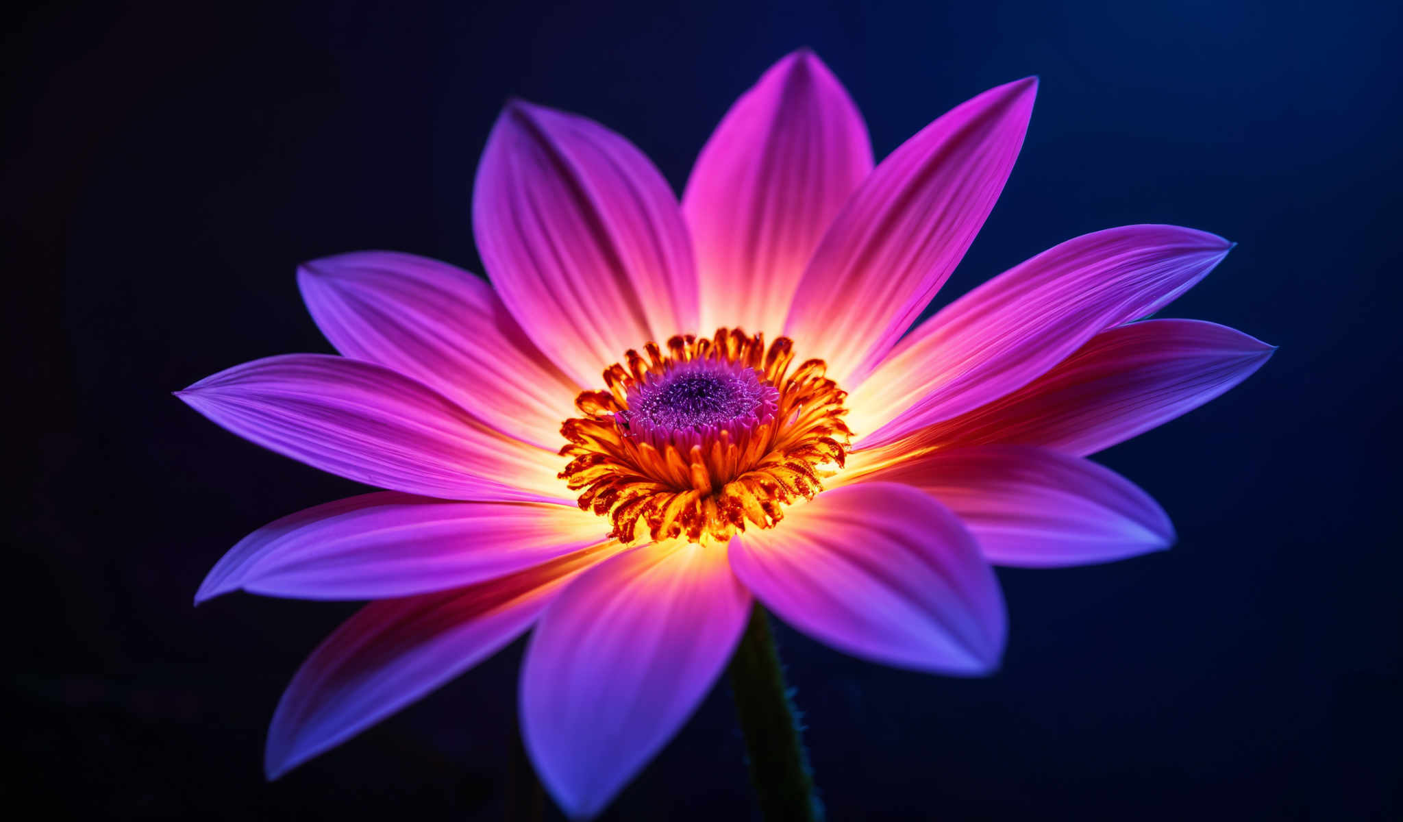 A vibrant pink flower with a yellow center is the main focus of this image.