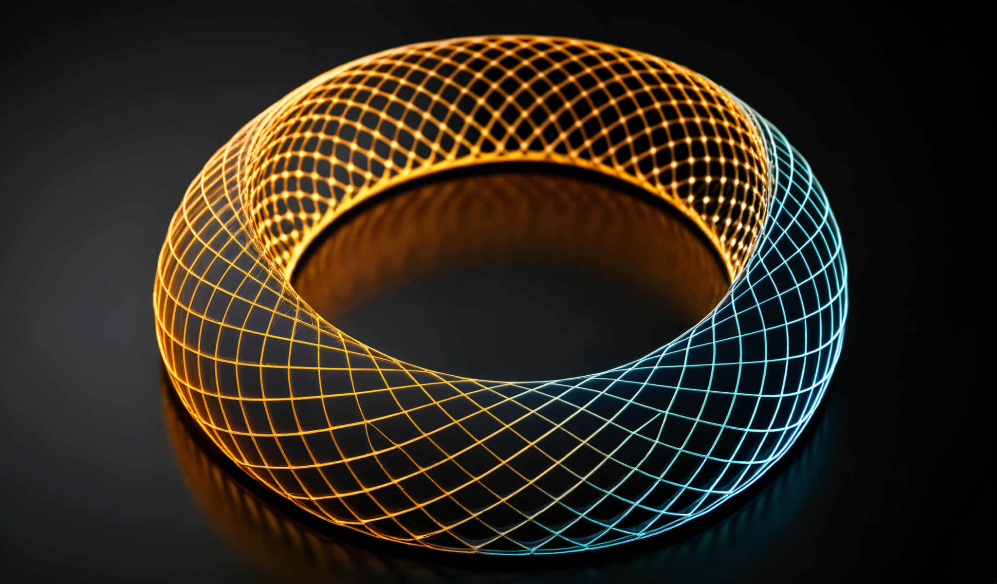 A 3D model of a ring with a geometric pattern.