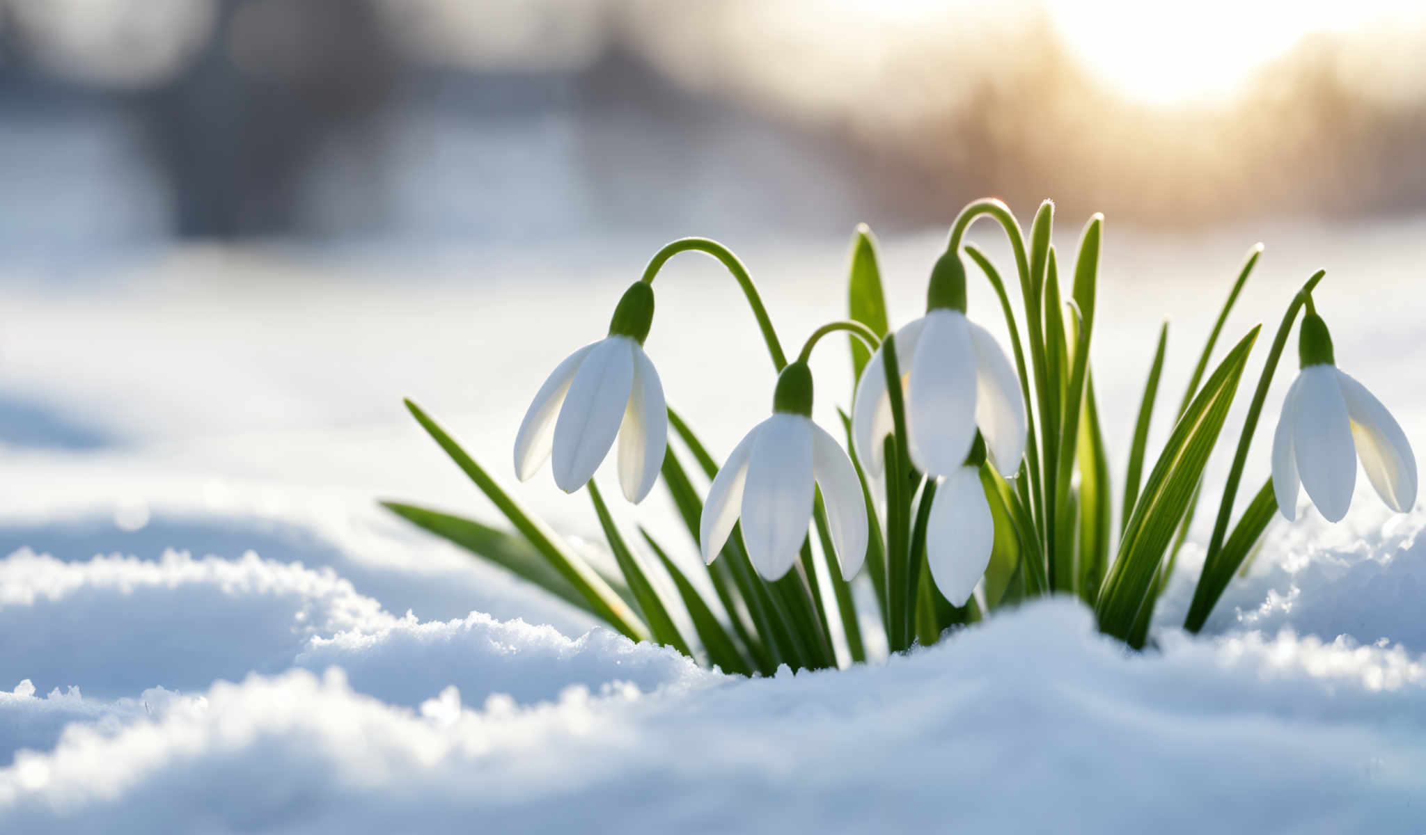 A cluster of white daffodils with green stems and leaves.