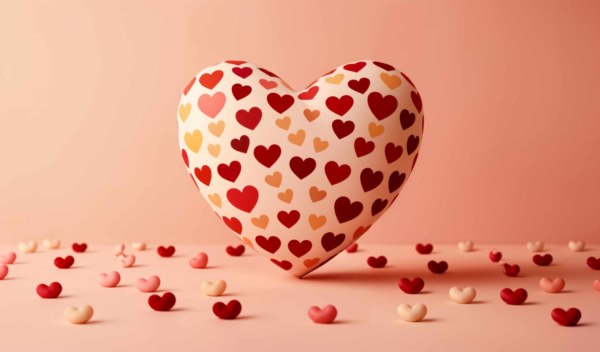 A heart-shaped object with hearts on it is the main focus of the photo.