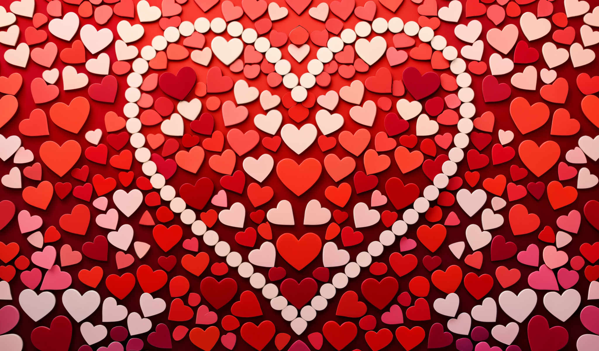 A heart-shaped collage of red hearts.