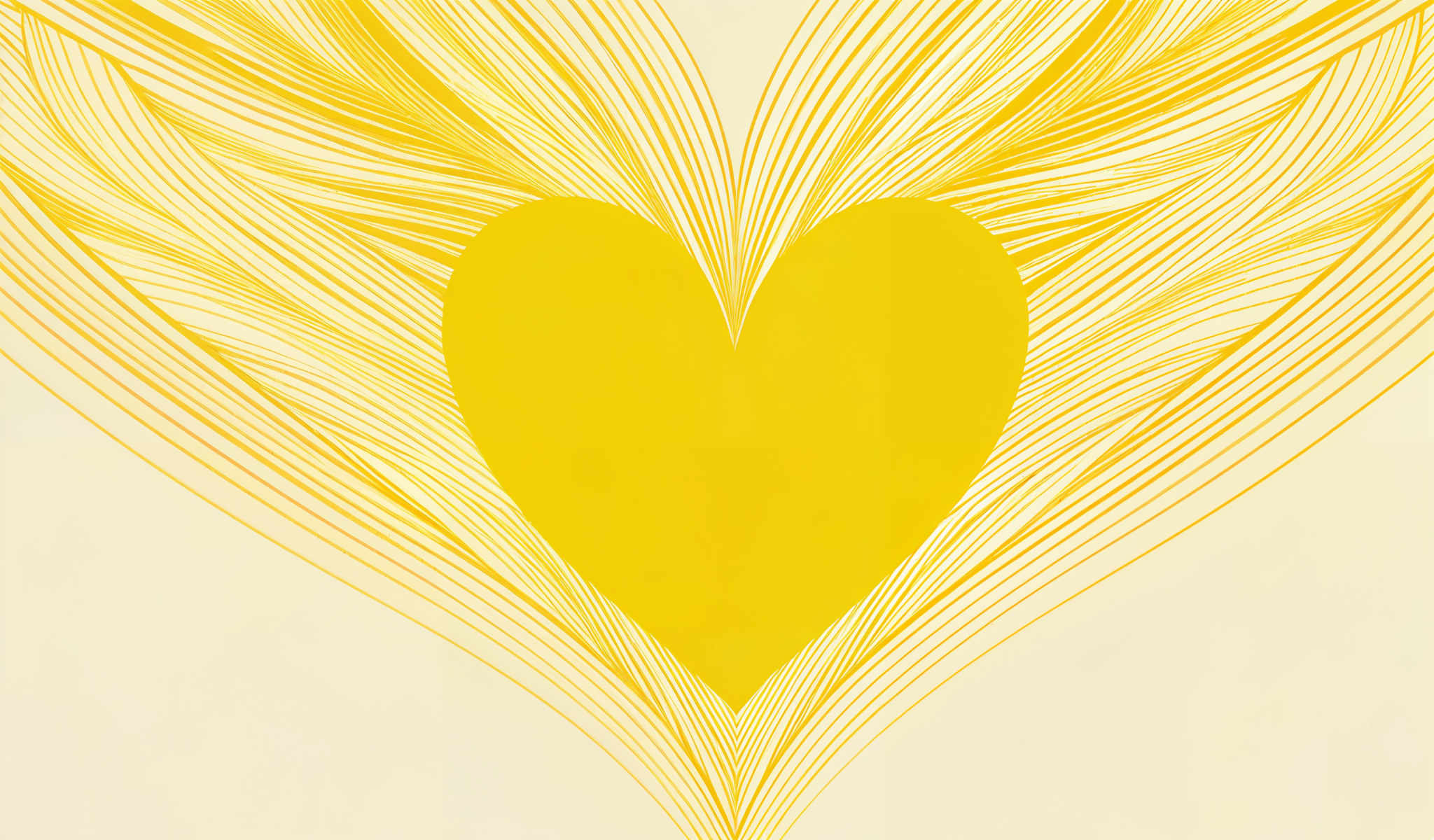 A heart shape with yellow lines radiating outwards.