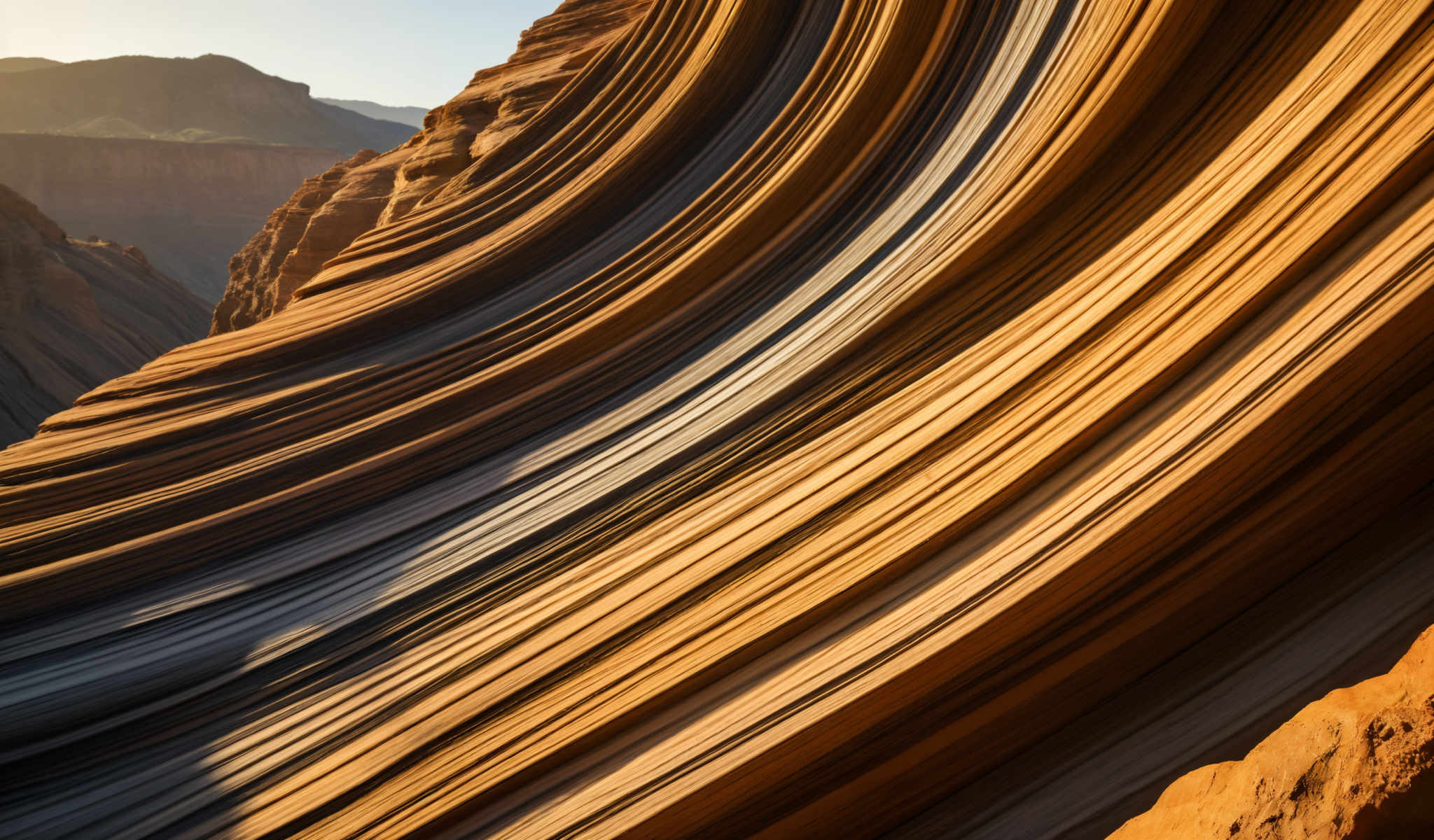 A close up of a rock formation with a spiral pattern. The rock is brown and appears to be made of sandstone. The spiral pattern is formed by the rock's natural layers. The image is taken from a low angle giving a sense of the rock formation's height and grandeur. The background is a clear blue sky providing a stark contrast to the brown rock. The photo is taken during the day with the sun casting shadows on the rock adding depth and texture to the image.

The rock formation is the main subject of the photo with its spiral pattern and layers clearly visible. The blue sky in the background provides a sense depth and scale to the photo. The sun casting its shadow on the rocks adds a dramatic effect to the scene. The colors in the photo are vibrant with a mix of brown from the rock and blue from the sky. The lighting in the image is natural with no artificial light sources visible. Overall the photo captures the beauty and complexity of the natural world.