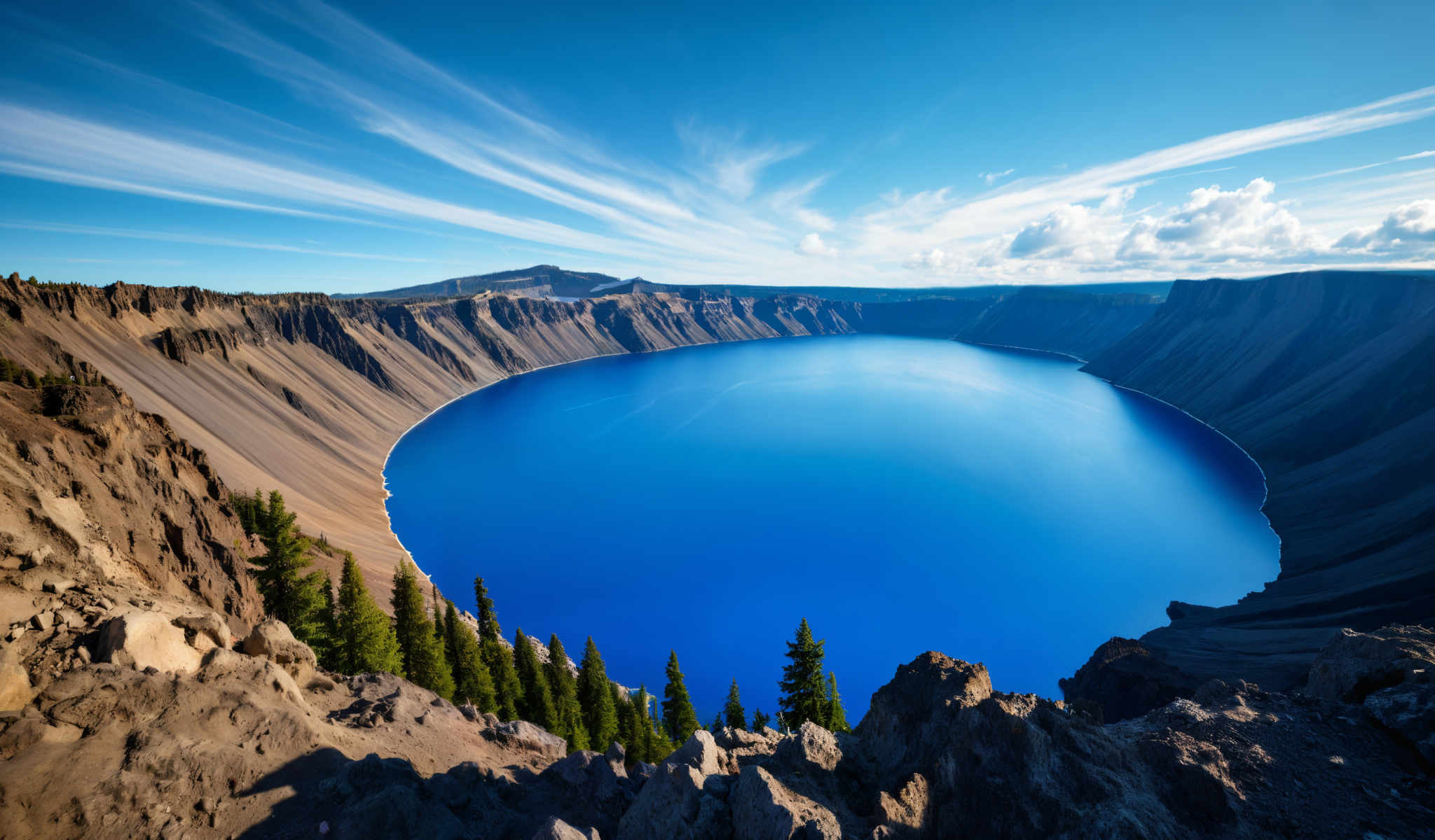 A beautiful view of a lake with mountains in the background.