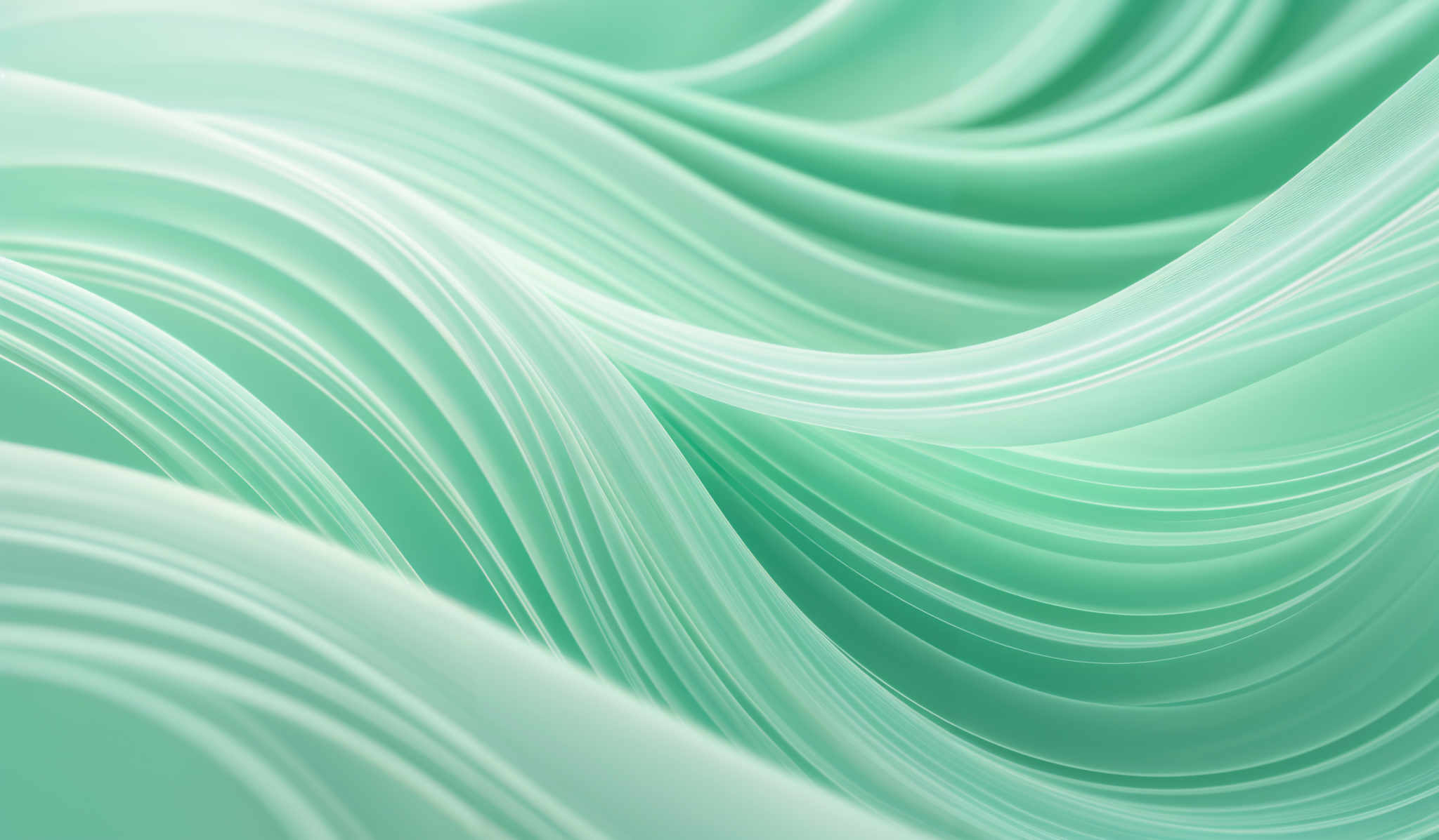 The image showcases a series of intertwined, wavy lines in varying shades of green. These lines create a flowing, abstract pattern that gives the impression of fluidity and movement. The color palette is predominantly shades from light green to a deeper teal, creating a harmonious and calming visual effect.