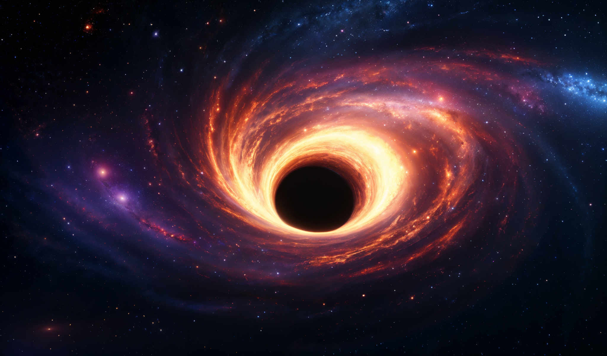 A spiral galaxy with a black hole at its center.