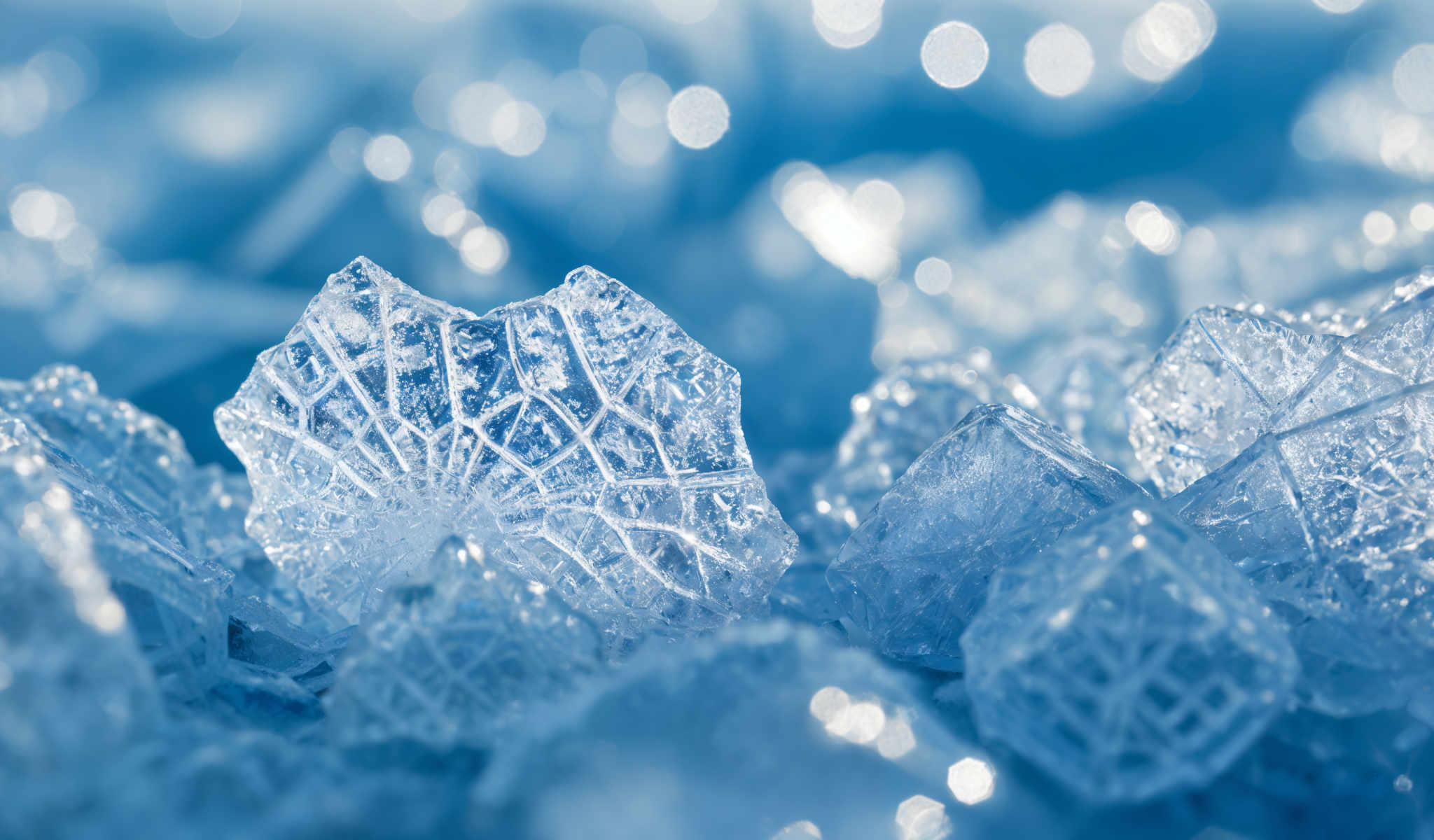 A close up of a cluster of ice crystals.