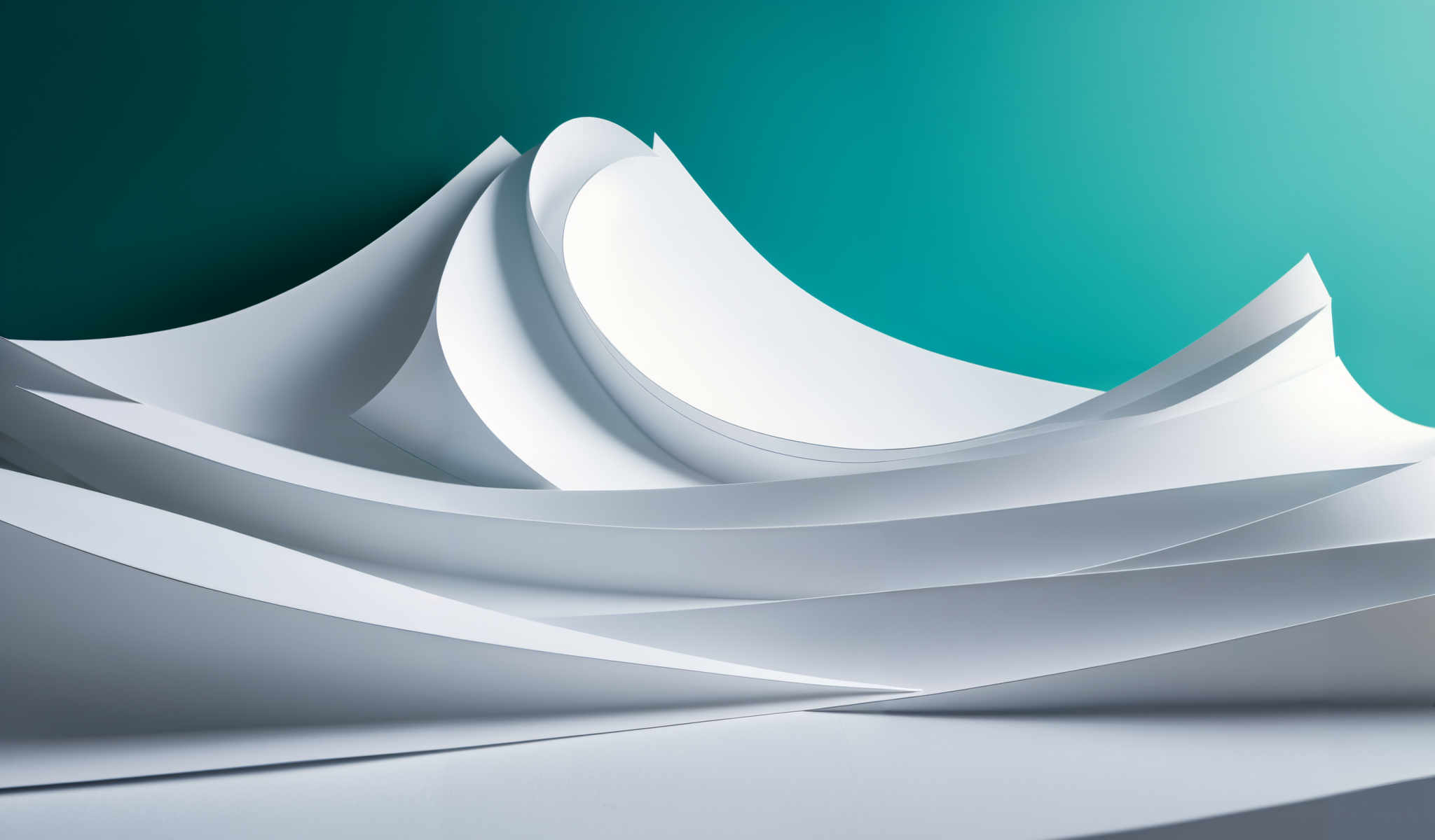 A white paper wave with a green background.