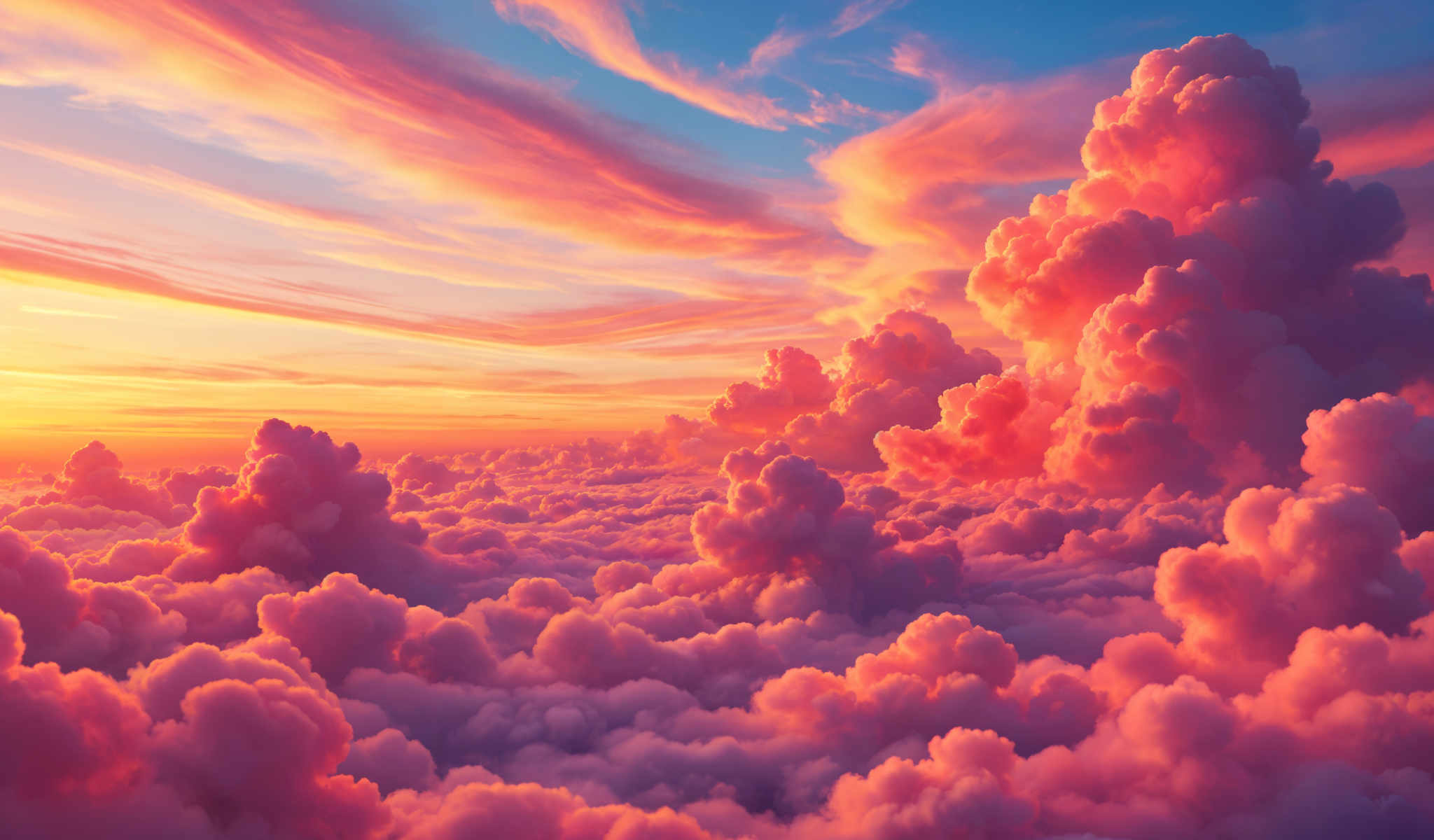 A beautiful sunset over a cloud filled sky.