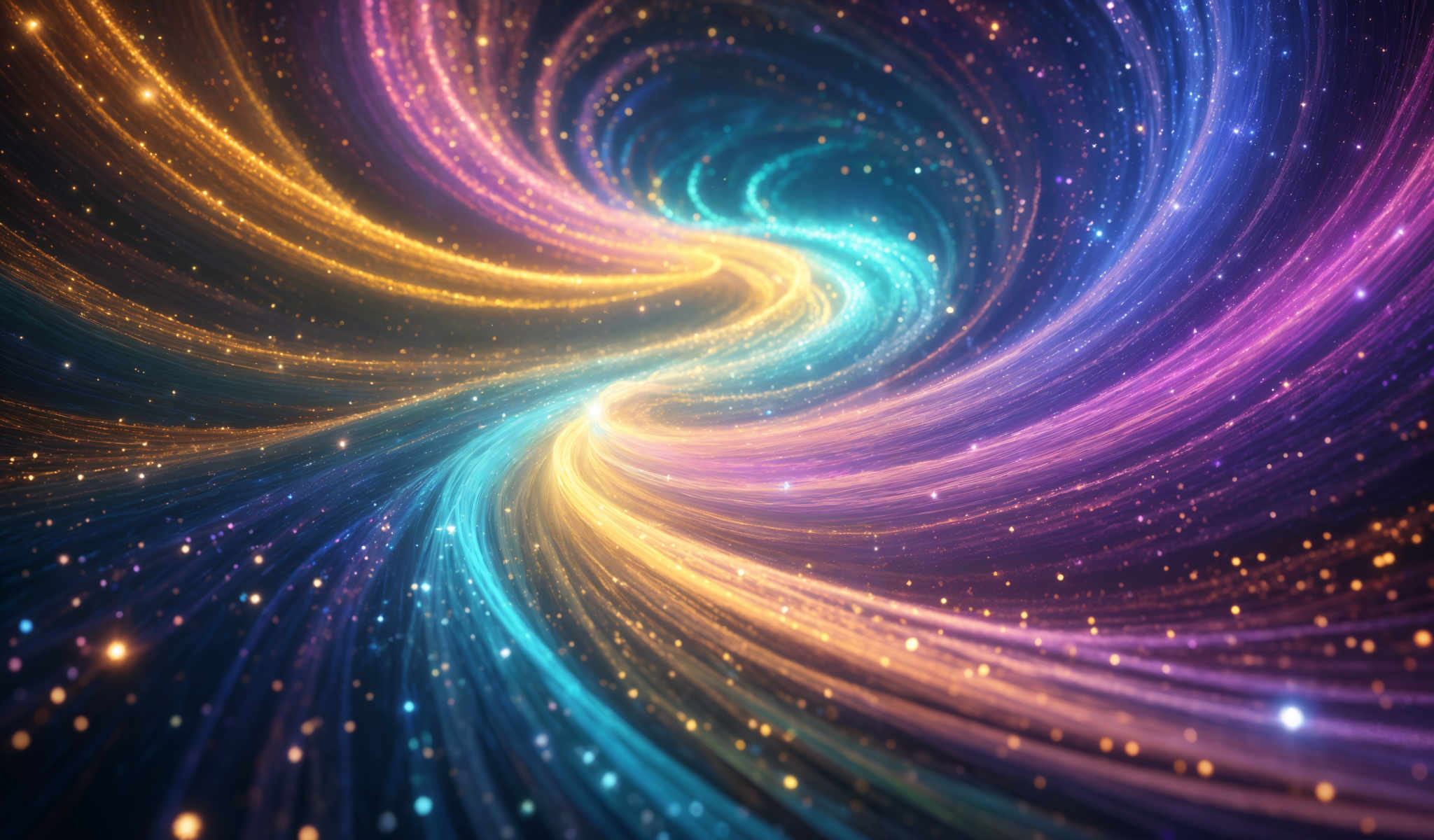 A swirling pattern of blue purple and yellow lights.