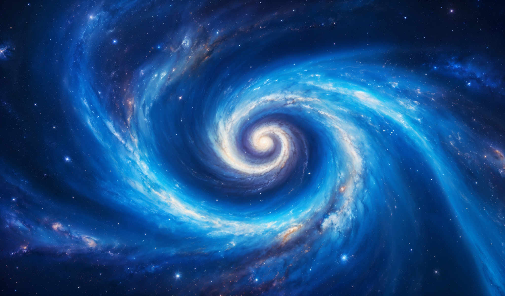 A spiral galaxy with blue and white colors.