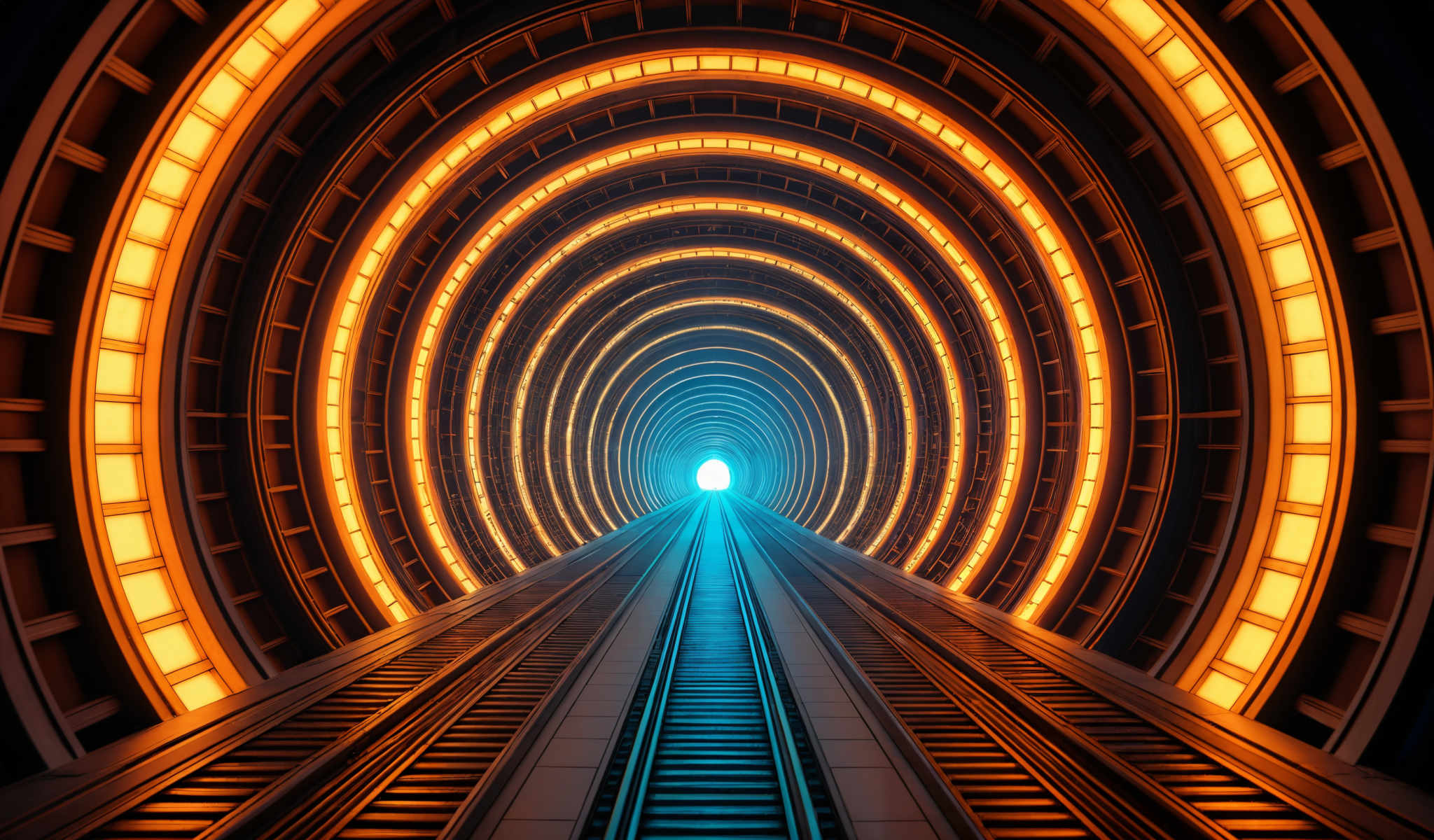 A spiral staircase with a bright light at the bottom.