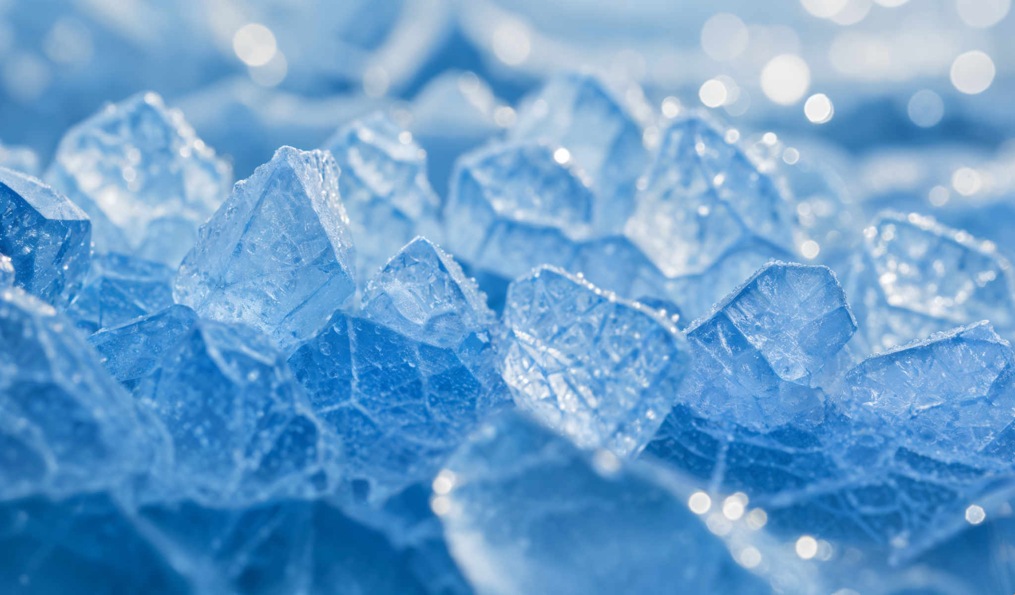 A close up of blue crystal pieces.