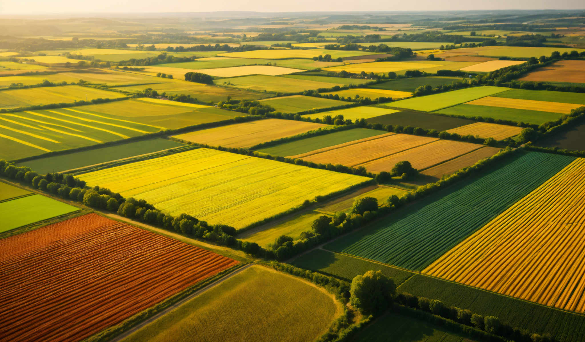 A vibrant colorful farm with a variety of crops. The farm is divided into sections each with a different color. The colors include green yellow orange and red. The crops are arranged in a grid-like pattern creating a visually pleasing and organized appearance. The image is taken from an aerial perspective providing a bird's eye view of the farm. The background is a clear blue sky which contrasts with the colorful crops and enhances the overall visual appeal of the scene. The photo is taken during the day and the lighting is bright and clear highlighting the colors of the crops and the greenery of the fields. The landmark identifier "sa_1625" does not provide additional information about the location or name of this farm.