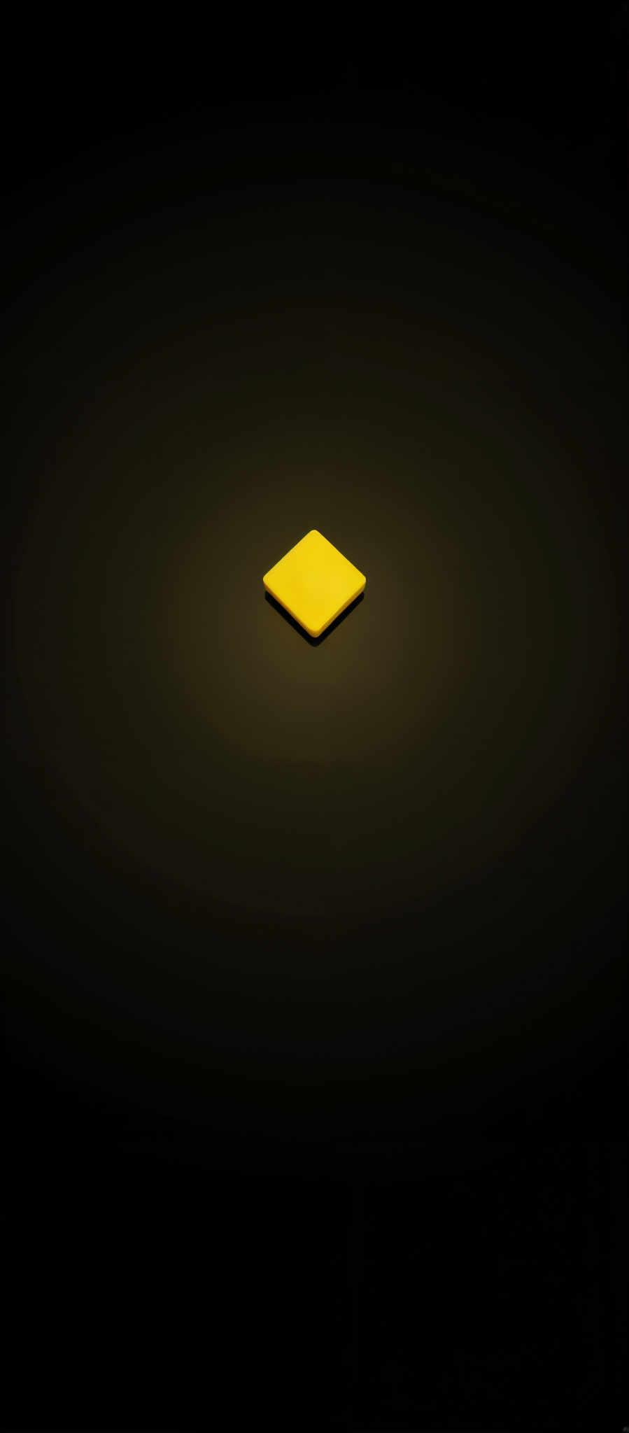 The image presents a striking contrast between a vibrant yellow diamond and a deep black background. The diamond which is the central focus of the image is slightly tilted to the right adding a dynamic element to the composition. The background is not just a plain black but it has a subtle gradient that transitions from a lighter to a darker shade providing depth and dimension to the overall image. The yellow diamond stands out vividly against this backdrop drawing the viewer's attention immediately. The image does not contain any text or other discernible objects. The simplicity of the composition allows the viewer to focus solely on the interplay of light and color.