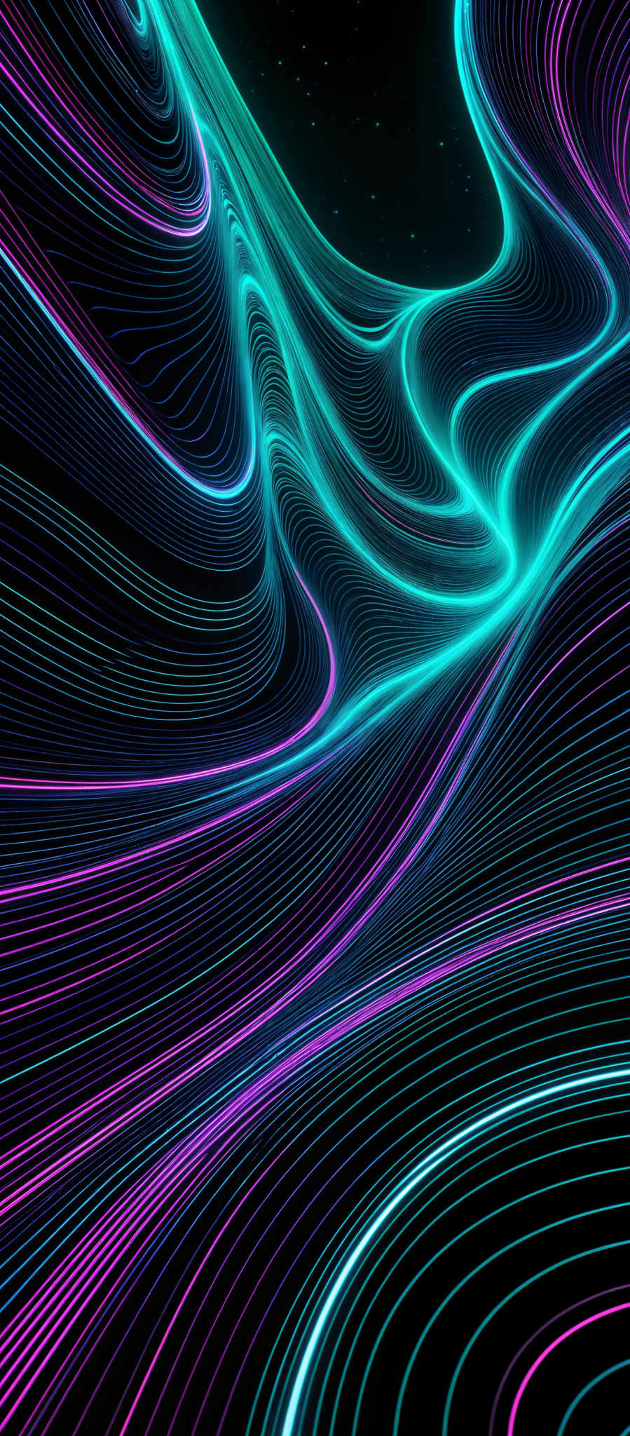 The image showcases a vibrant and dynamic abstract design. It features swirling lines in a variety of colors, including neon shades of blue, pink, and green. The lines form intricate patterns, creating a sense of movement and flow. The background is dark, which accentuates the brightness of the colors and gives the image a futuristic or otherworldly feel.