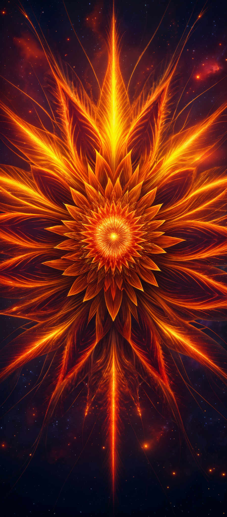 A vibrant orange and yellow flower with a radiant yellow center.