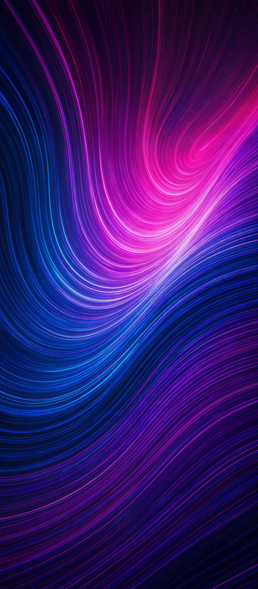 The image showcases a vibrant and dynamic swirl of colors. The predominant colors are shades of blue, pink, and purple. The swirls are fluid and wavy, creating a sense of movement and flow. The image appears to be a digital or abstract representation, possibly representing the flow of energy or data.