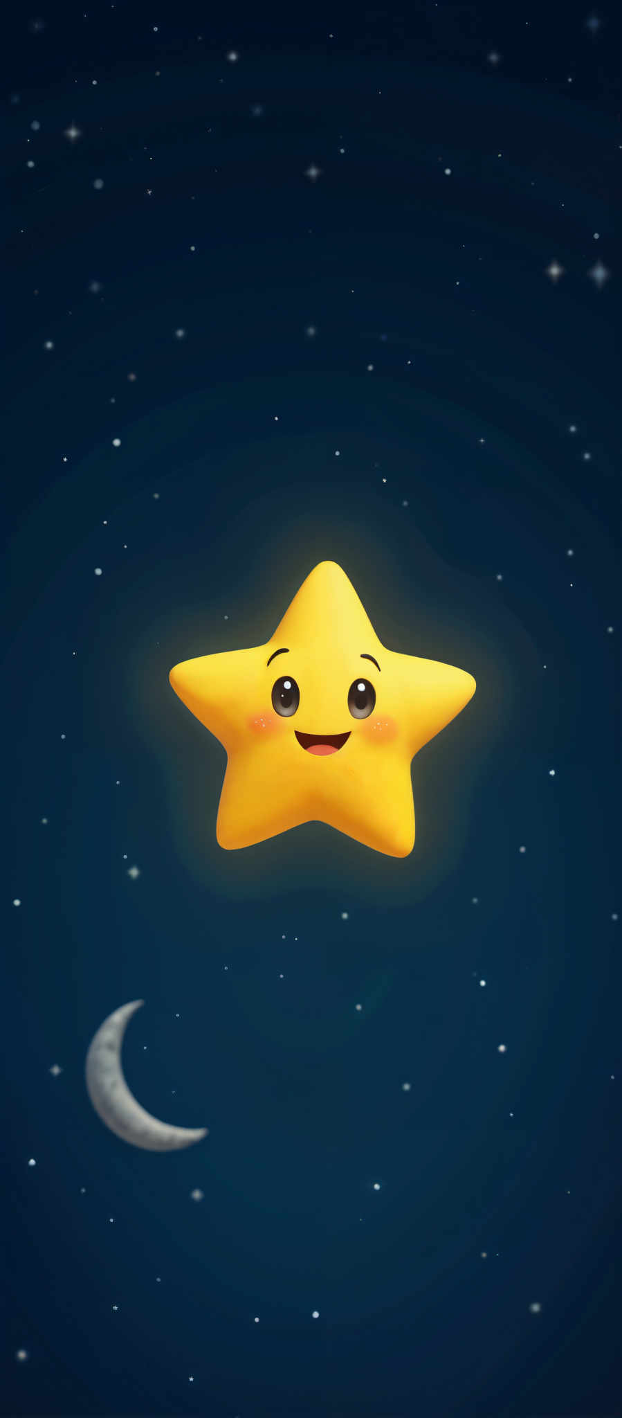 A yellow star with a smiley face in the center.