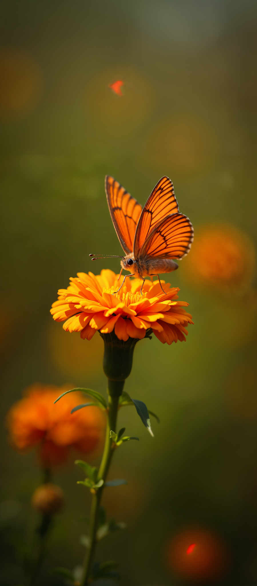 A butterfly is perched on a yellow flower.