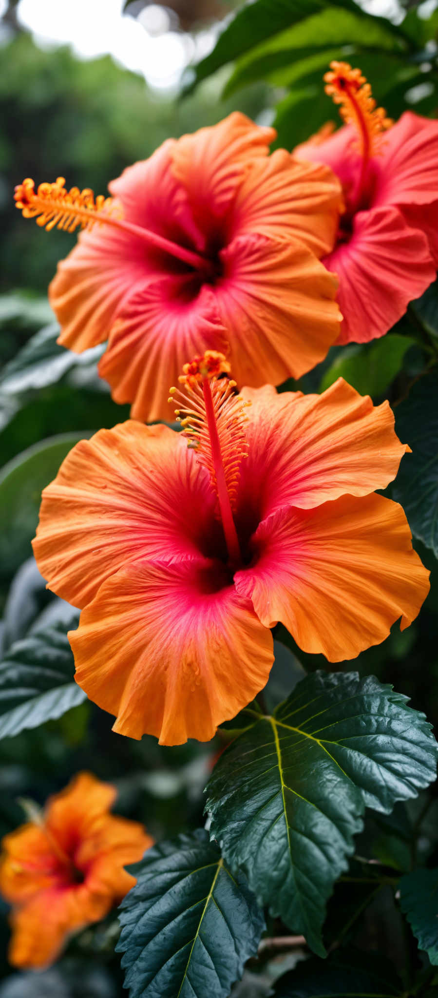 A vibrant orange hibiscus flower with a yellow center.