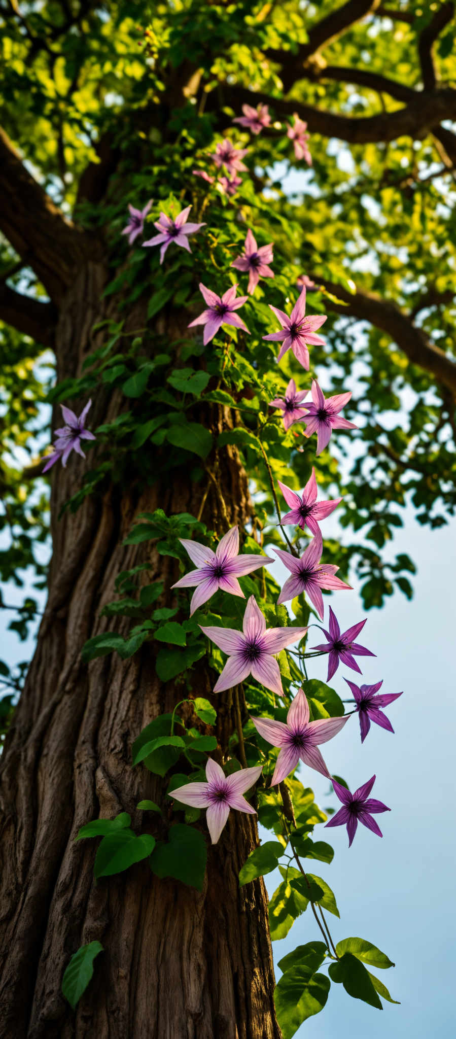 A tree with purple flowers on it.