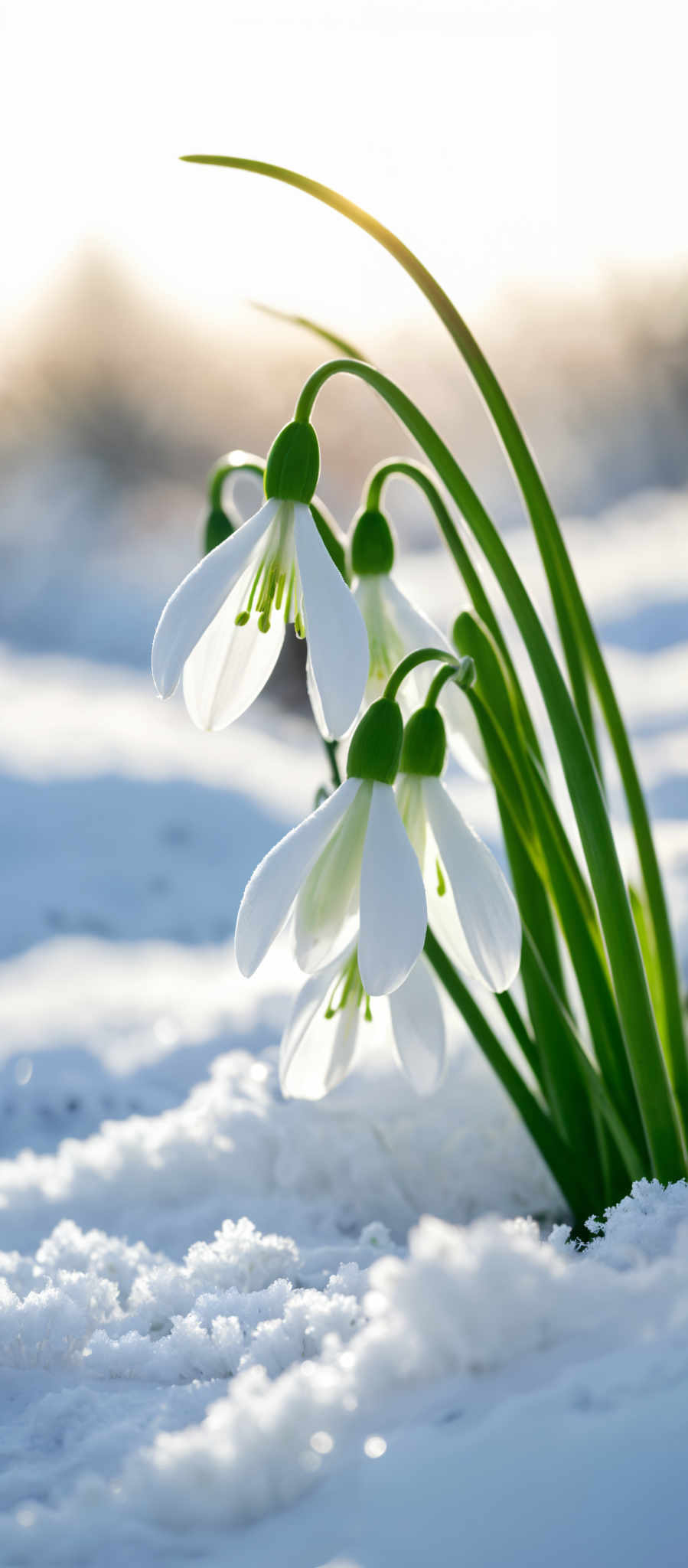 A cluster of white flowers with green stems.