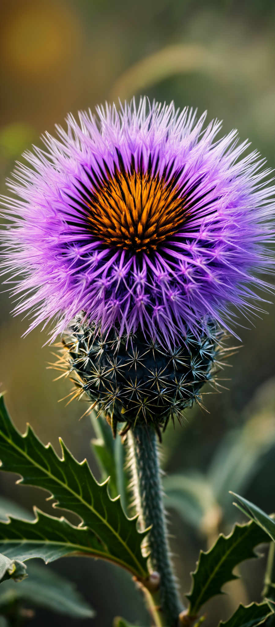 A purple flower with yellow stamens.