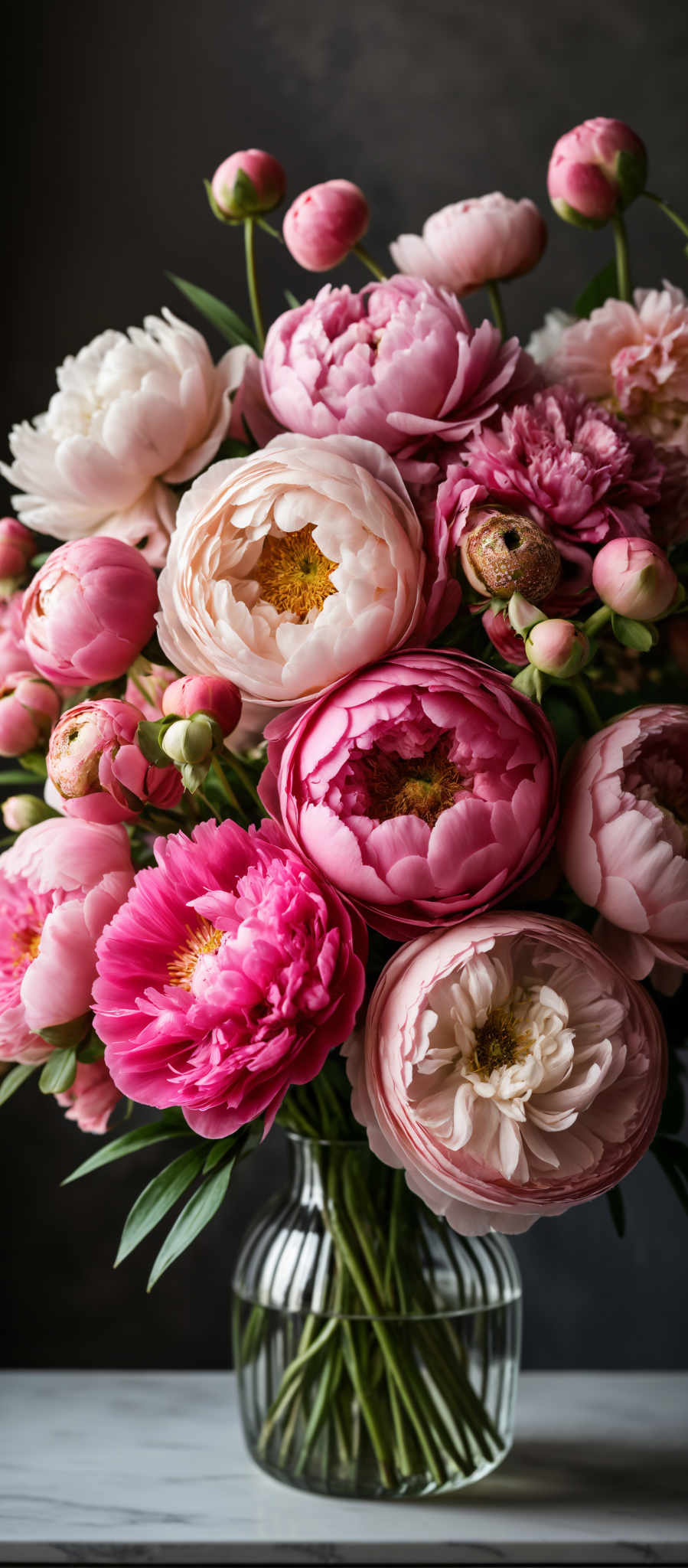 A beautiful bouquet of pink and white flowers.