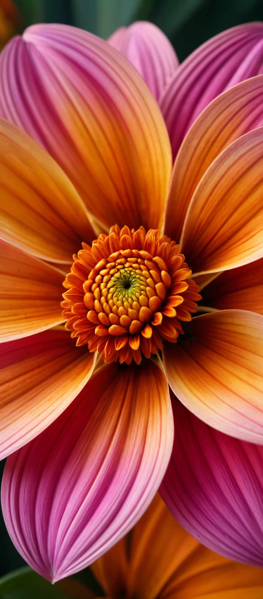 A close up of a vibrant orange flower with a yellow center.