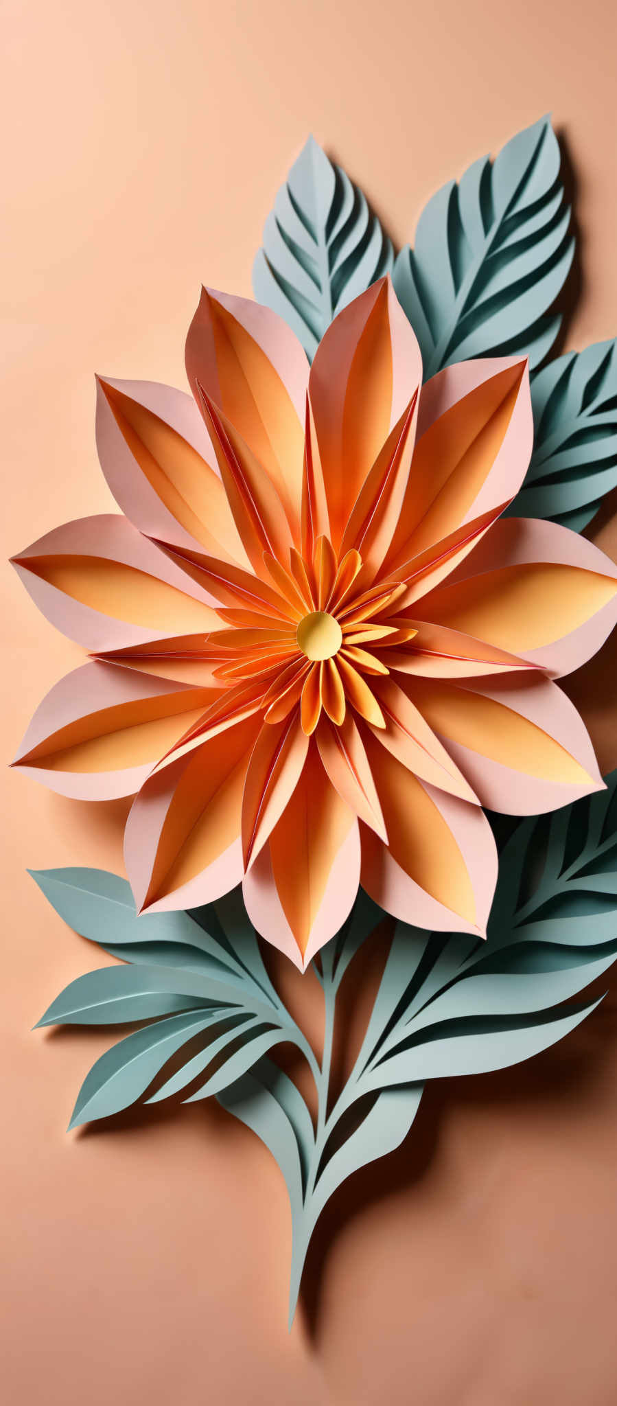 A beautiful orange and yellow flower with green leaves.