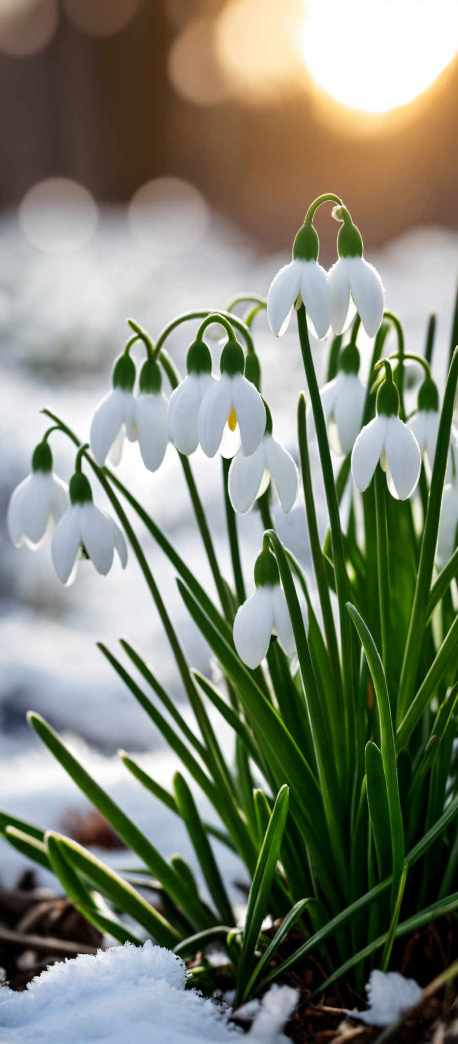 A cluster of white flowers with green stems.