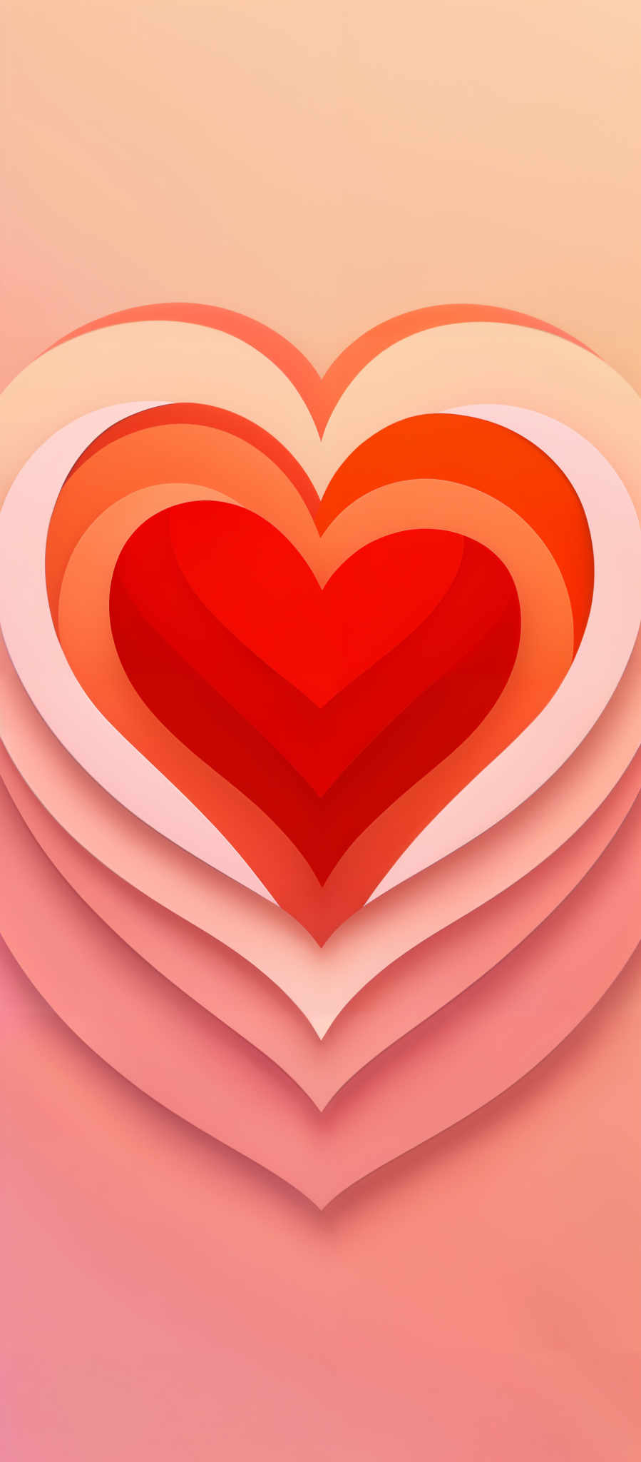 A heart-shaped graphic is composed of multiple layers of red and orange triangles.