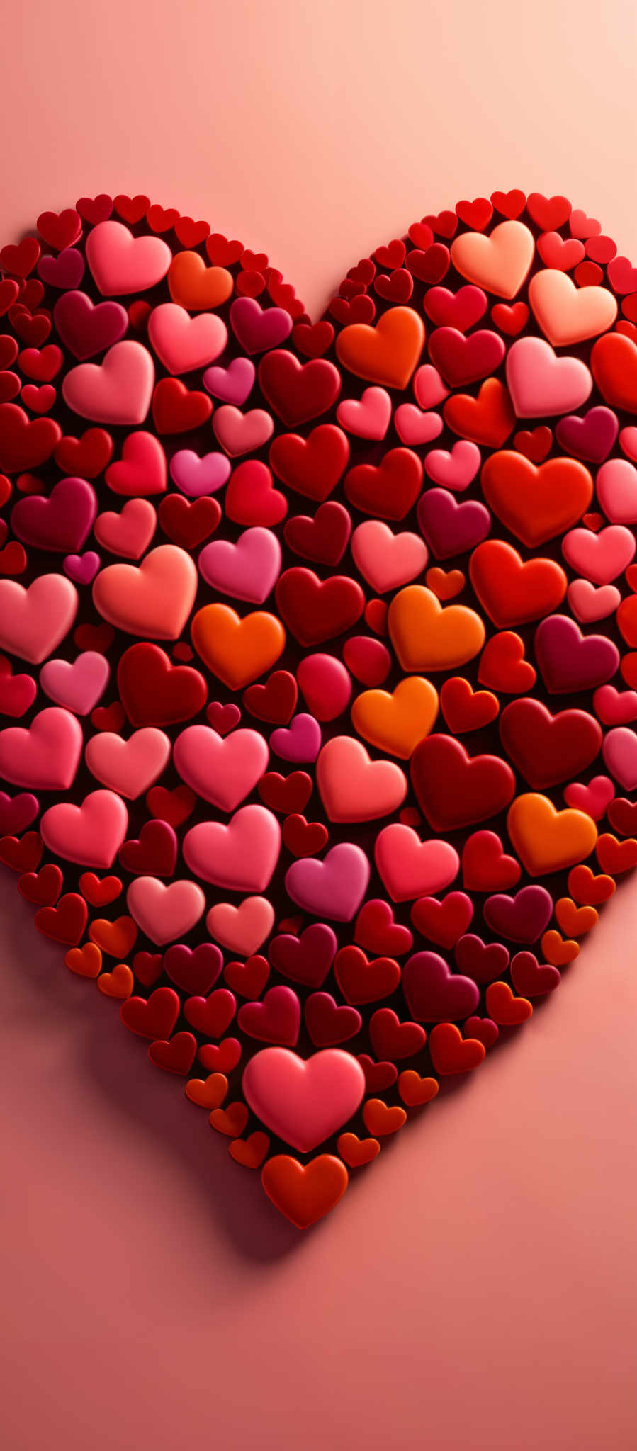 A close up of a heart shaped object in red pink orange and yellow.