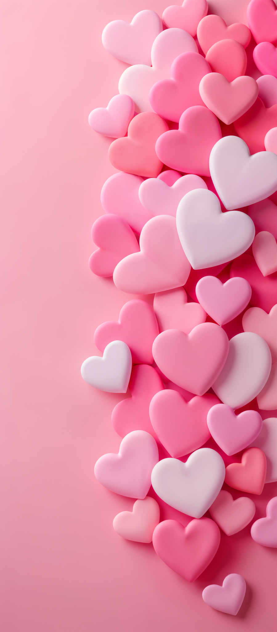 A close up of a cluster of hearts in shades of pink and white.