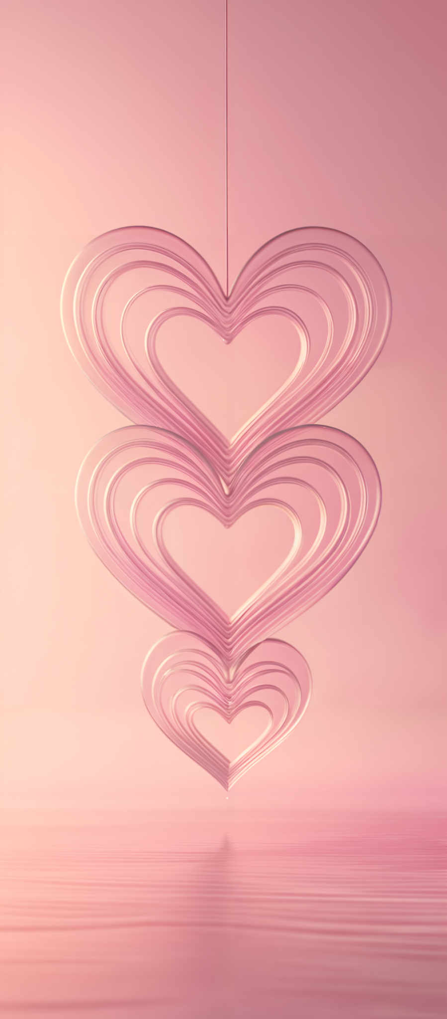 A heart shape made of lines in a gradient of pink.