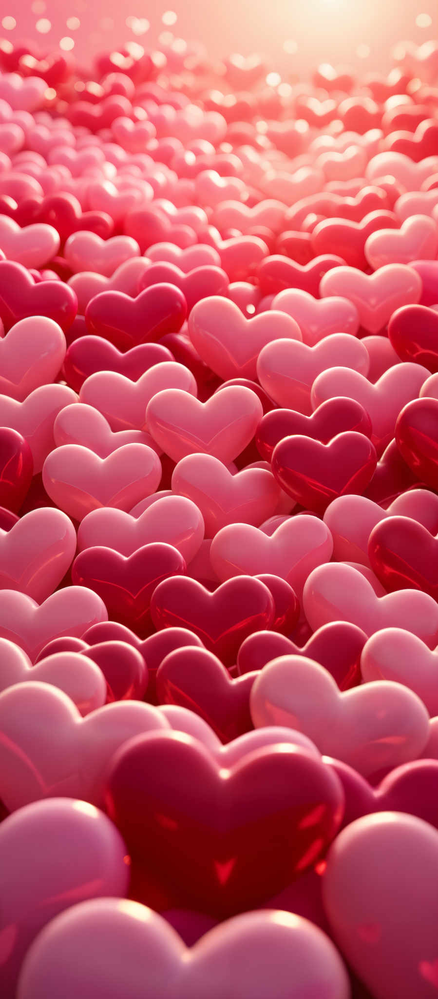 A close up of a multitude of red hearts.