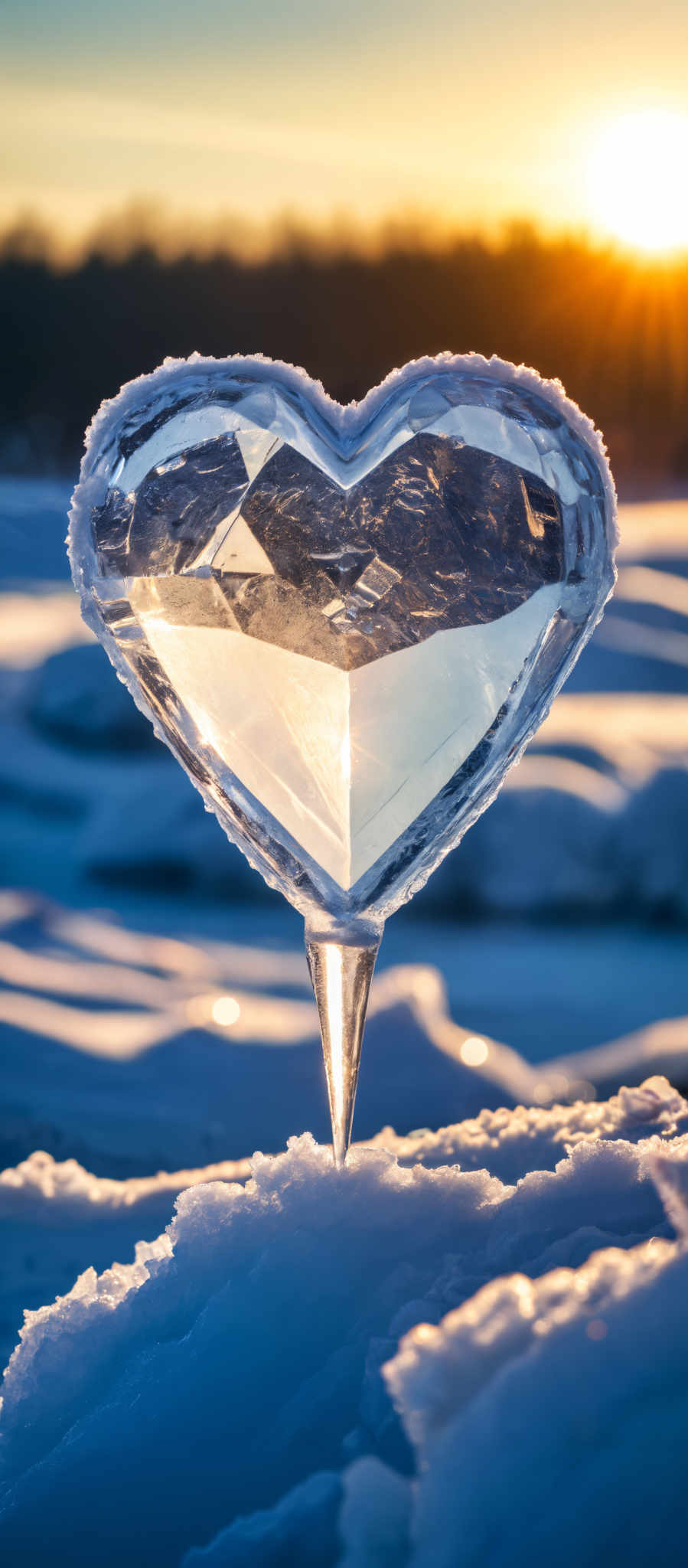 A crystal glass with a heart shape in the center.