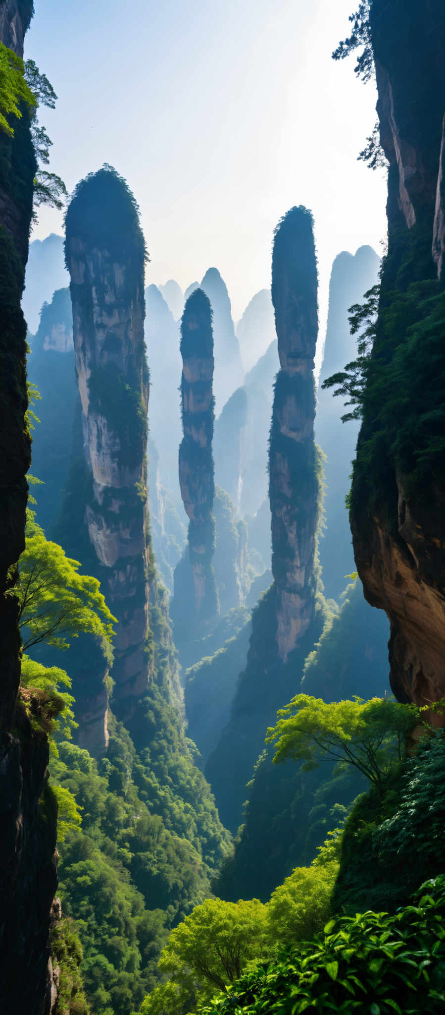 A beautiful view of a mountain range with trees in the foreground. The mountains are tall and covered in greenery. The sky is clear and blue. The trees are lush and green. The image is taken from a high vantage point giving a panoramic view of the mountains and the valley below. The colors in the image are vibrant with the green of the trees and mountains contrasting with the blue of the sky. The perspective of the photo gives a sense of depth and scale emphasizing the grandeur of the mountain range. The photo captures the beauty of nature in its raw form untouched and unspoiled. The landmark identifier "sa_1625" does not provide additional information about the location of this mountain range[^1^].