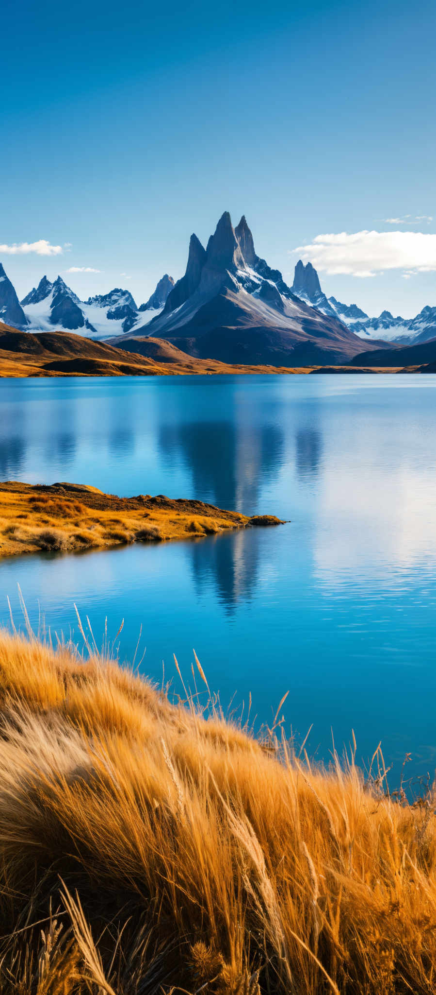 A serene lake with mountains in the background.