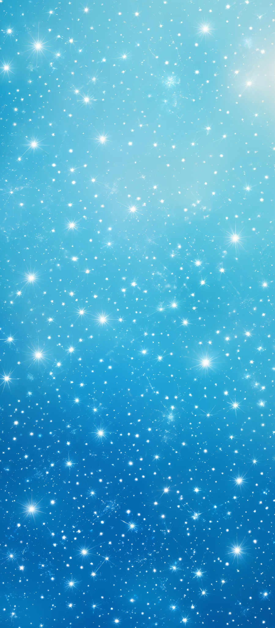 The image showcases a vast expanse of a starry night sky. The predominant color is a deep shade of blue, which gradually fades as it moves upwards. The stars are scattered throughout the sky, varying in size and brightness. Some of the stars appear to be twinkling, while others have a radiant glow, suggesting they might be closer or more luminous. The overall ambiance of the image is serene and ethereal, reminiscent of a clear, calm night in the countryside.