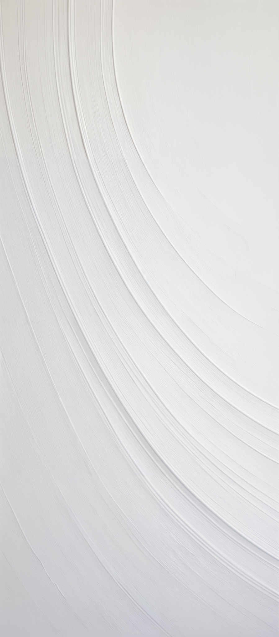 The image showcases a monochromatic, predominantly white background with curved, parallel lines. These lines appear to be painted or digitally rendered, creating a sense of depth and movement. The curvature of the lines gives the image a dynamic and flowing appearance, reminiscent of waves or ripples in water.