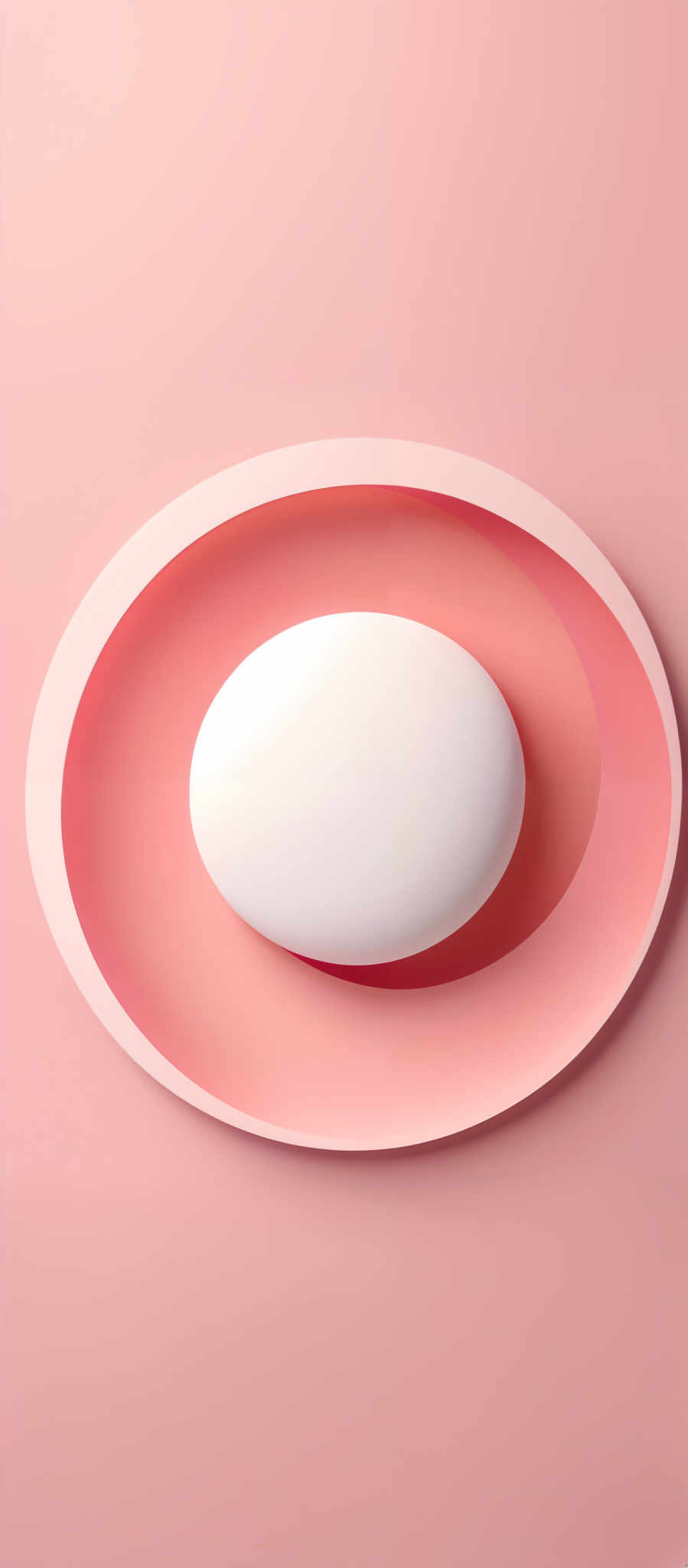 The image showcases a 3D rendering of an elliptical shape with a smooth, matte finish. The ellipticle is divided into two distinct sections by a curved line. The inner section is a solid white color, while the outer section is in a gradient of pink shades, transitioning from a light pink at the top to a deeper pink towards the bottom. The overall color palette is soft and pastel, giving the image a serene and elegant feel.