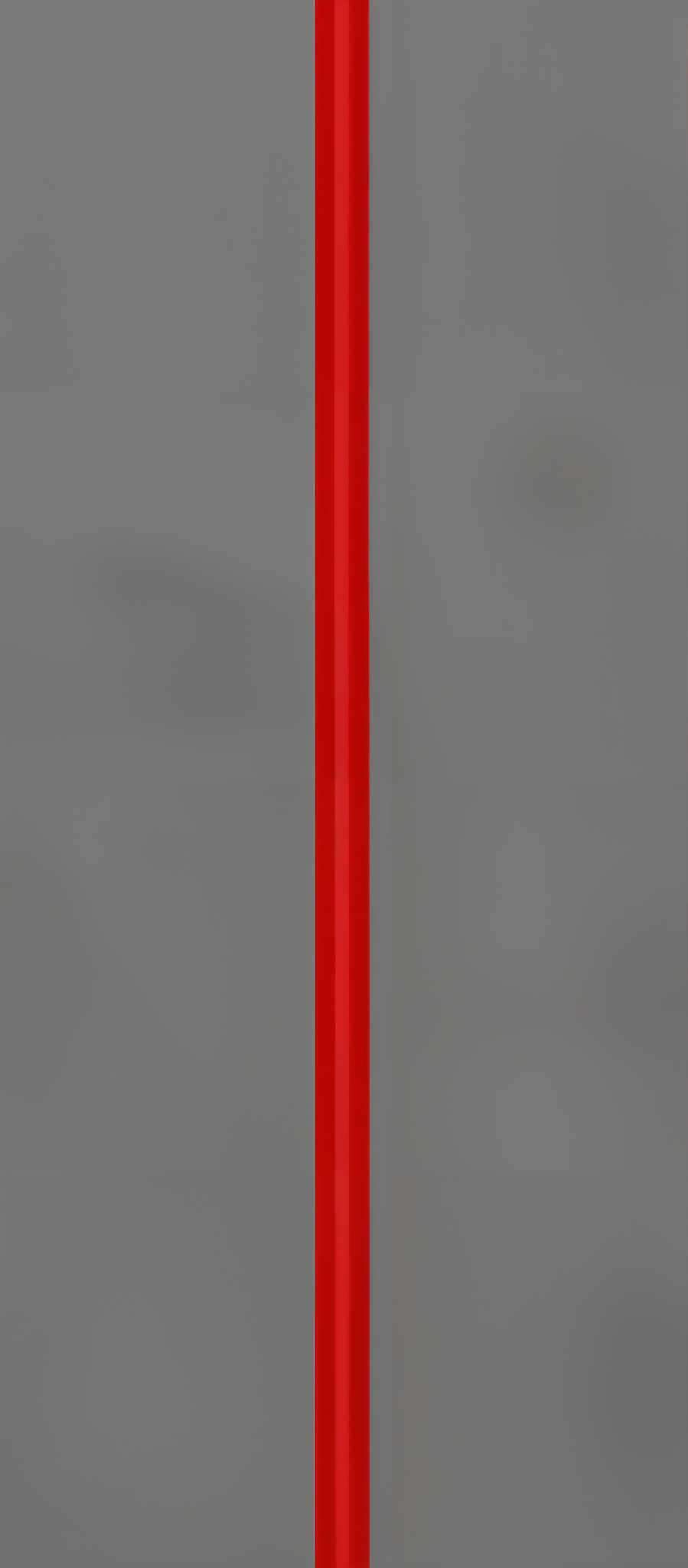 The image showcases a vertical rectangular shape divided into two equal halves. The left half is a muted gray color, while the right half is vibrant red.