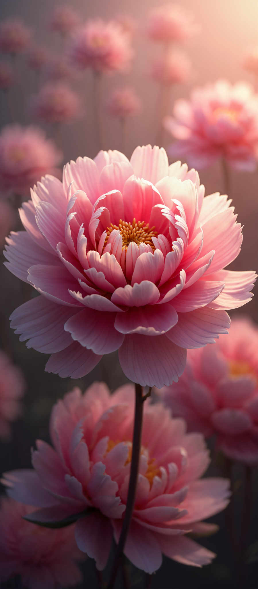 A beautiful pink flower with a yellow center.