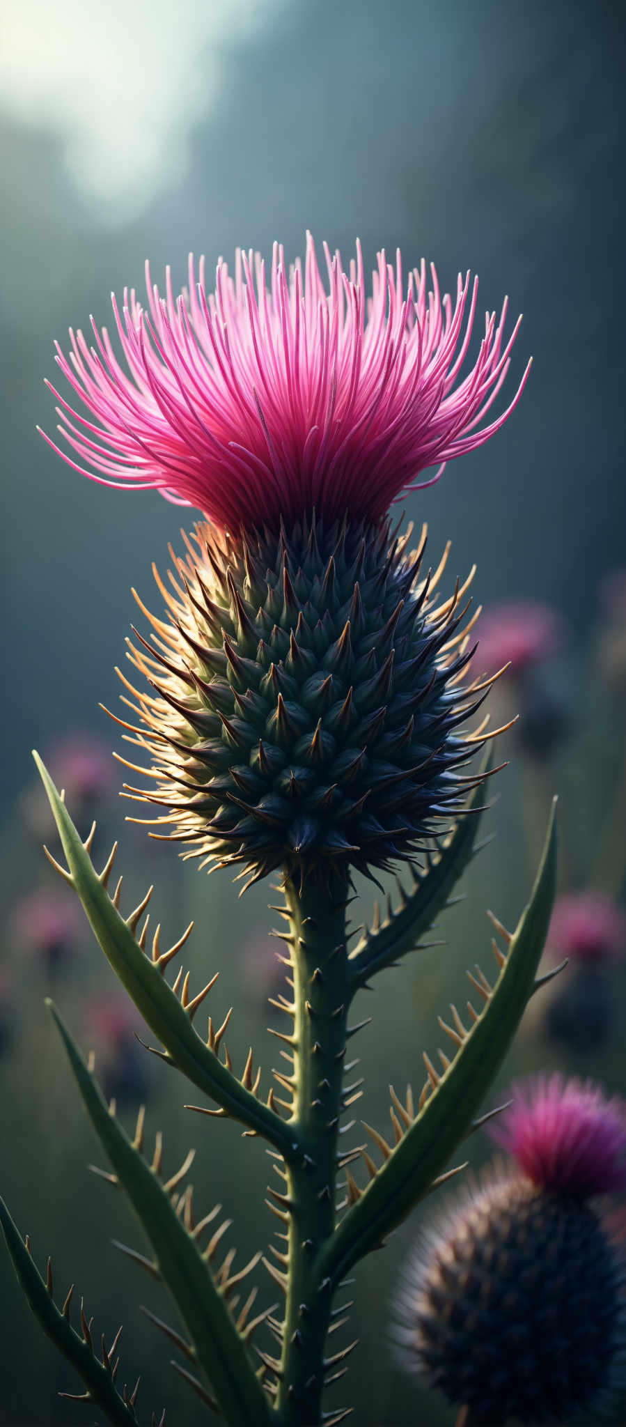 A pink flower with a spiky center.