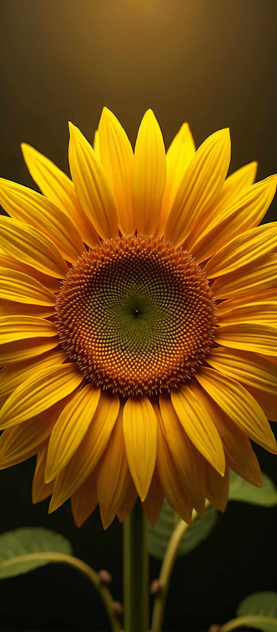 A large vibrant yellow sunflower with a green center.